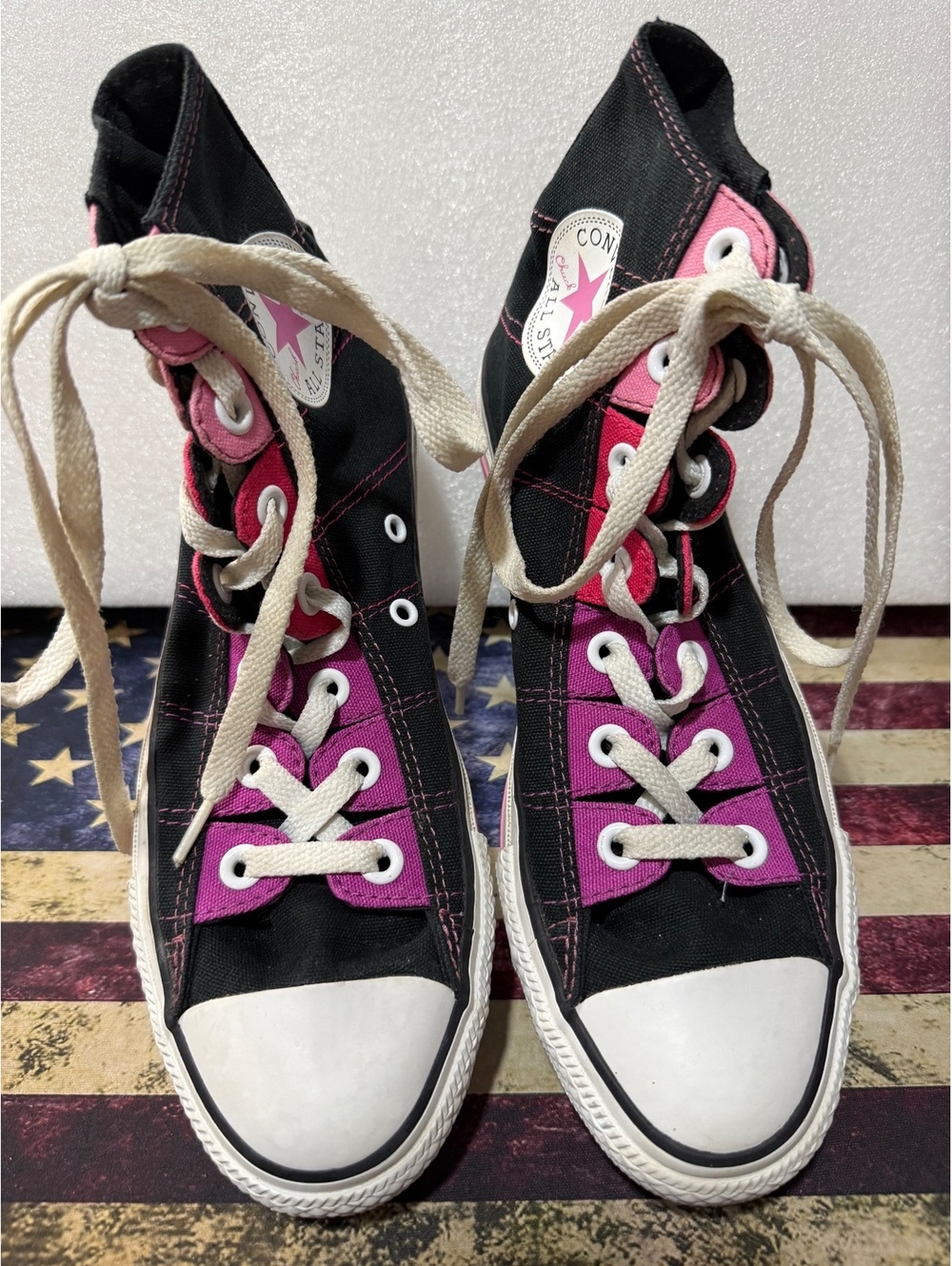 Converse Chuck Taylor All Star High Top Black Pink Purple Women's 8 Men’s 6